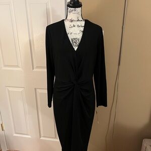 New London Times Ruched Dress - Navy Blue 14